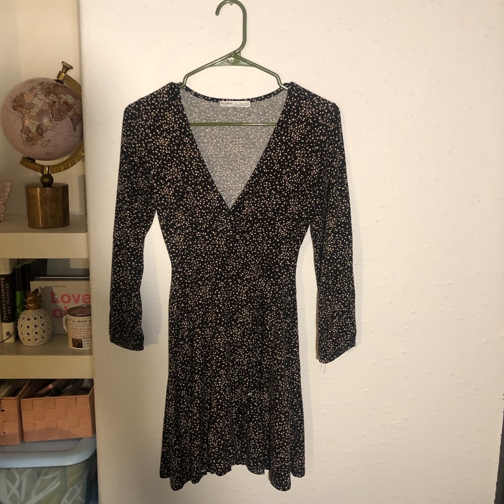 Pull & Bear Almost Brand New Floral Black Dress